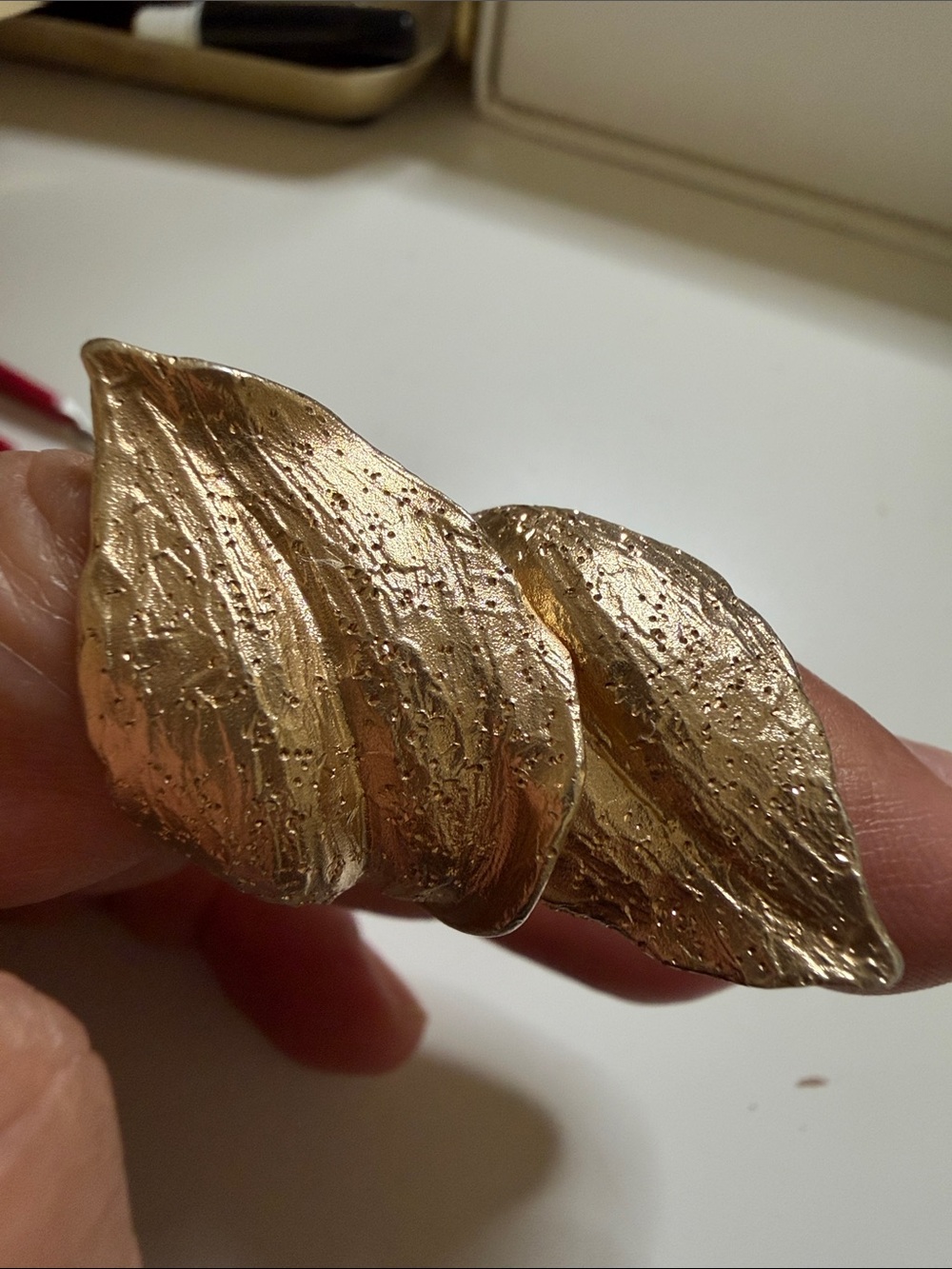 Gold Leaf Sculptural Statement Ring - Women Jewelry